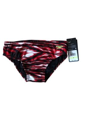Speedo Pro LT Swim Brief Boys Size 30 Red Black Competition NWT